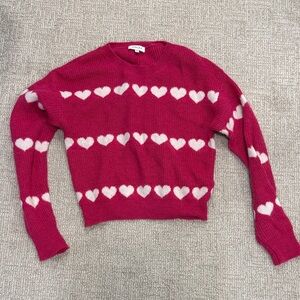 Pink Heart-Pattern Crewneck Sweater by Gilli. Size M. Worn only twice.